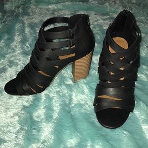 Black strappy heels